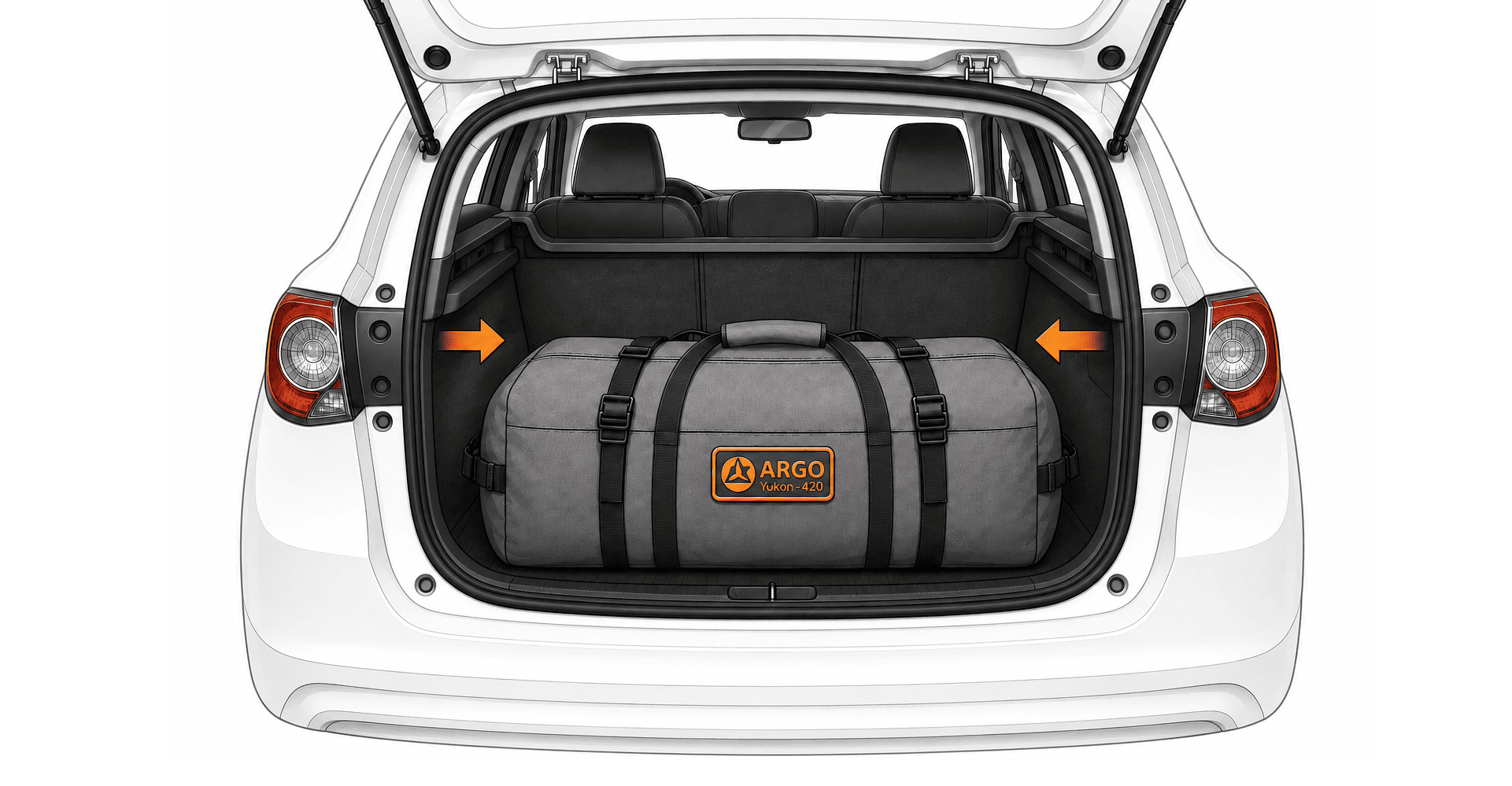 Argo-Evo 330 inflatable boat packed into a carry bag that fits in a car boot